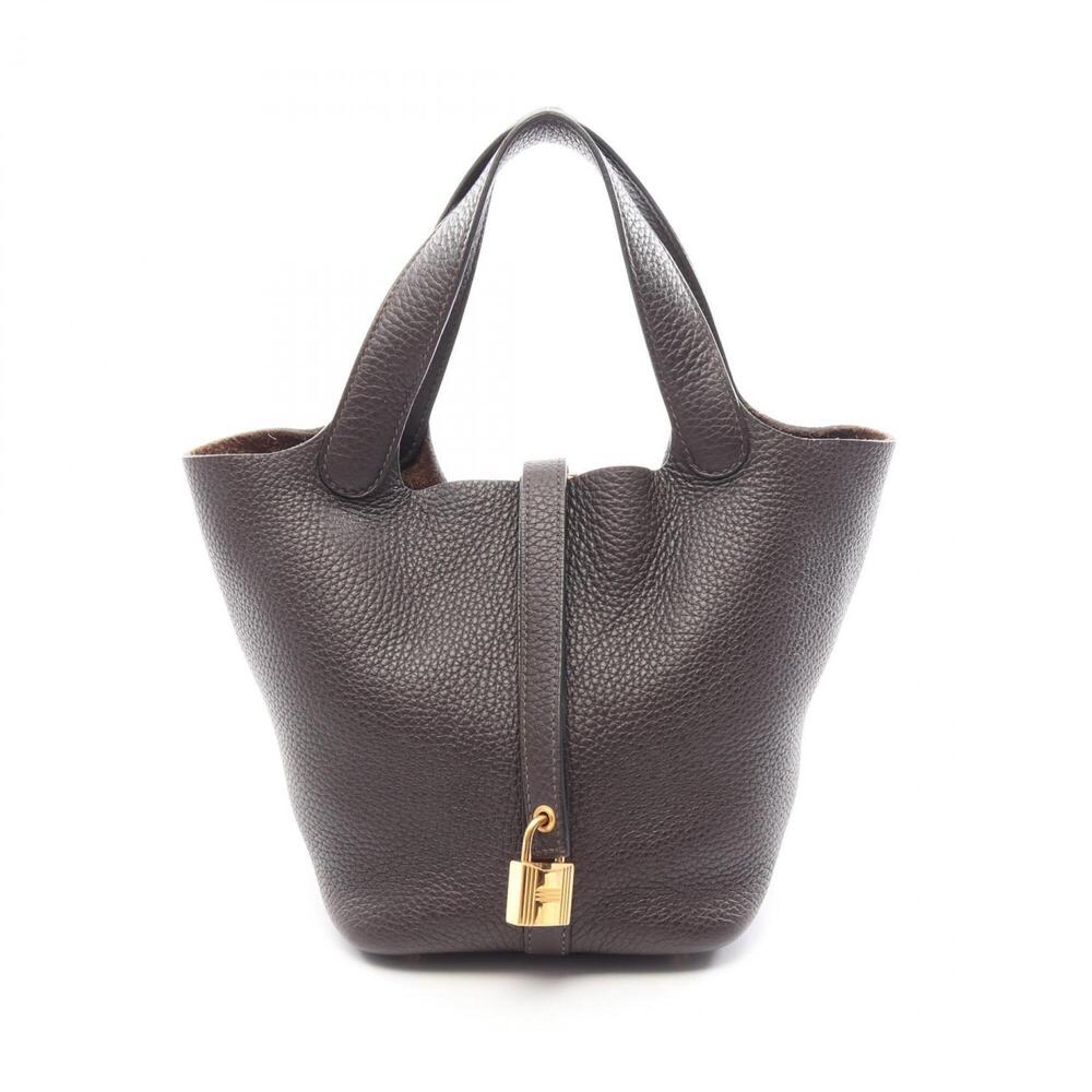Hermes Picotin Lock PM Ebene Handbag, Taurillon Clemence Leather, Women's, Brown
